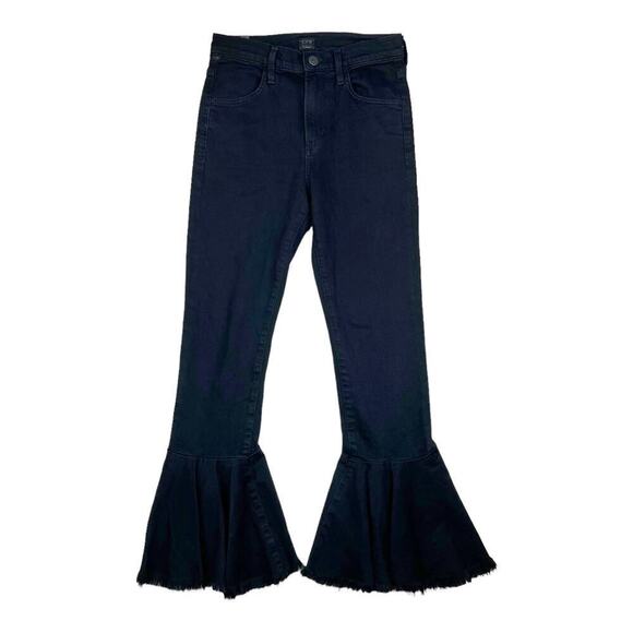 Citizens of Humanity Black Drew Flounce High Rise Frayed Hem Jeans Size 25 - Picture 1 of 14